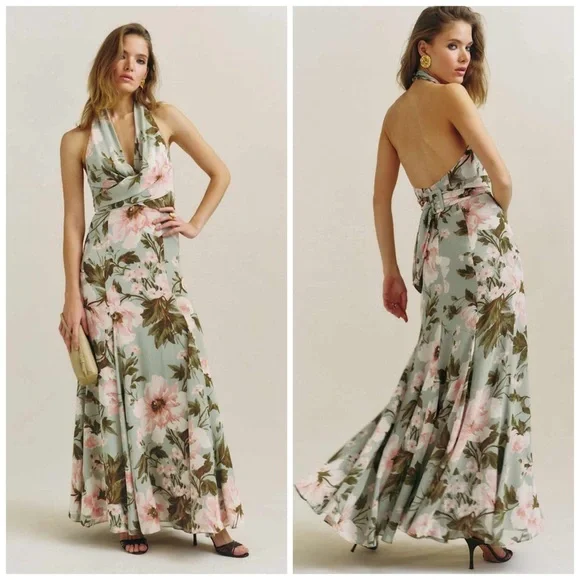 Reformation Ezria Floral Maxi Dress NWT Halter Backless Fauna Size 2โ - Picture 1 of 9